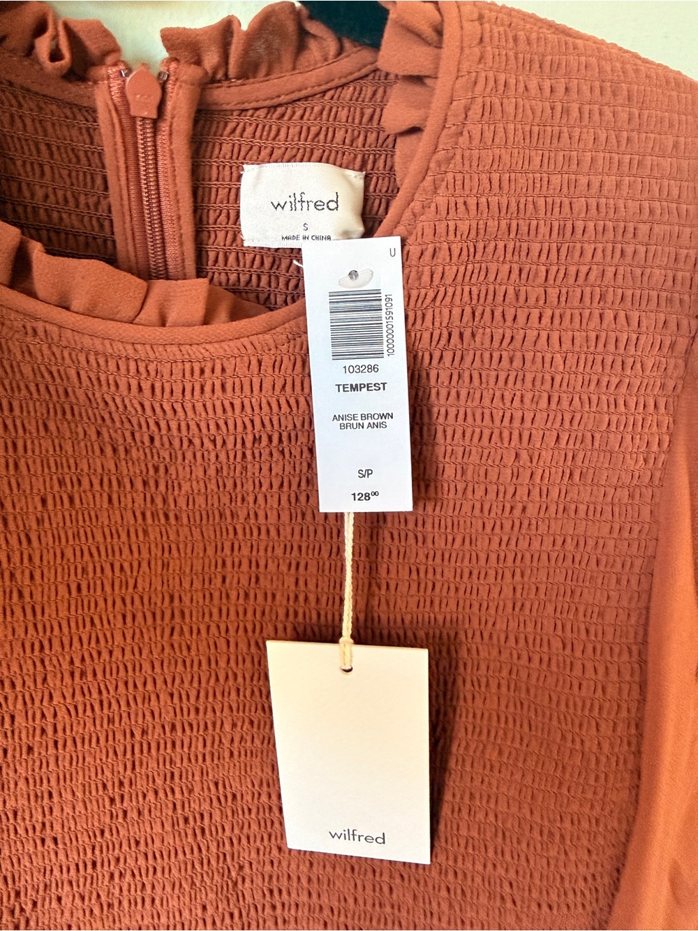 NWT Atitzia Wilfred Tempest Blouse in Anise Brown Size Small - Picture 6 of 6